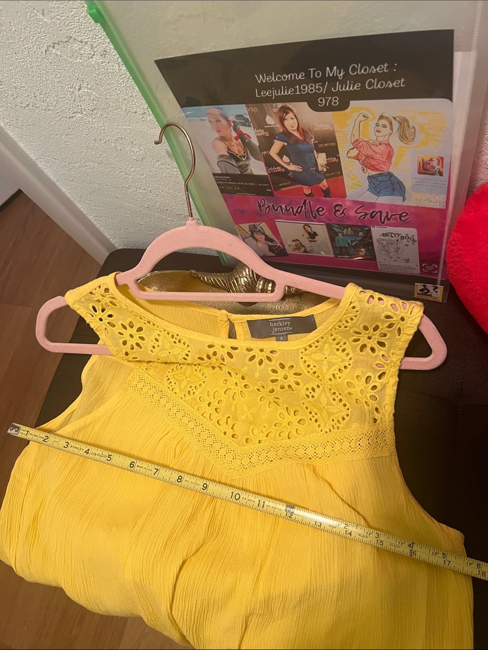 #1936* Sunshine Crochet Yoke Sleeveless Tank Top - Picture 5 of 12